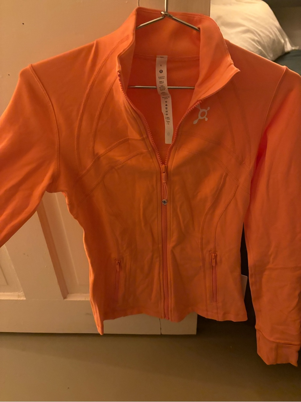 lululemon athletica Orange Zip-Up Bomber Jacket. Coral